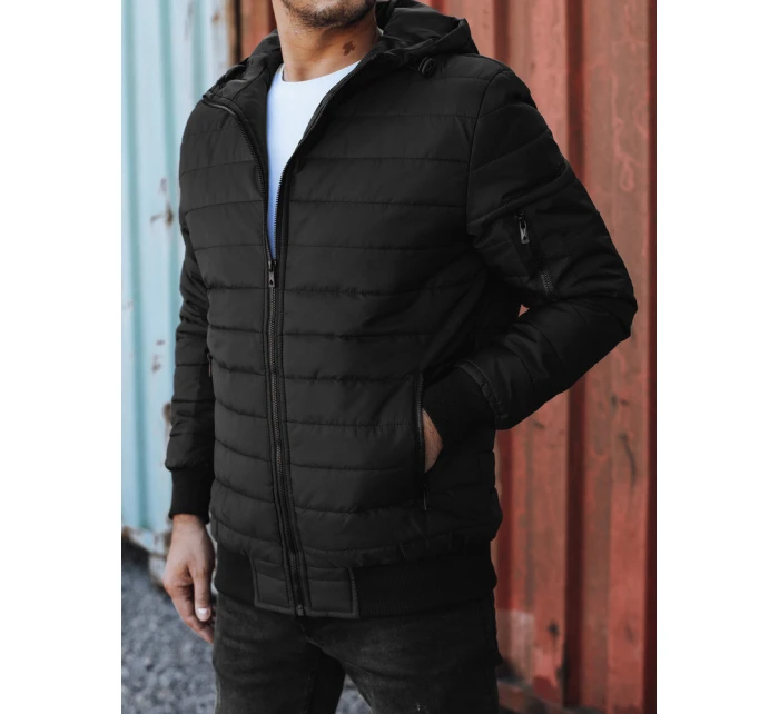 Pánská přechodná prošívaná bunda s kapucí černá Dstreet model 21980989 - FashionStreet Pánská přechodná prošívaná bunda s kapucí černá Dstreet model 21980989 - FashionStreet