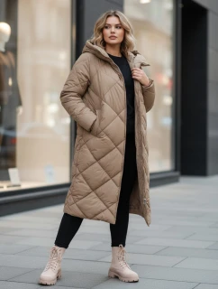 Dámska prešívaná zimná bunda s kapucňou FEMACOAT khaki FashionStreet TY5477