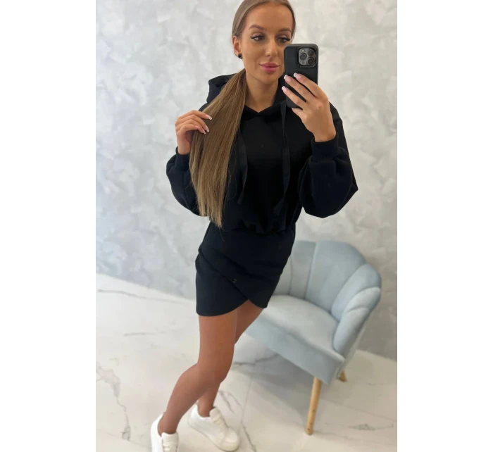 Zateplené šaty s obálkovým model 18752798 černé - K-Fashion