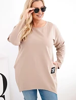Dámska blúzka v nadmernej veľkosti s predĺženým chrbtom a dlhými rukávmi Camel