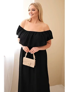 Dámské šaty Plus Size s volánkem a elastickým pasem černá