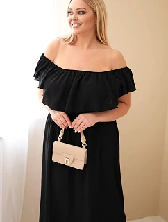 Dámské šaty Plus Size s volánkem a elastickým pasem černá