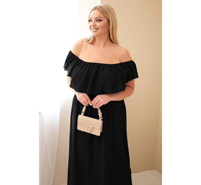 Dámské šaty Plus Size s volánkem a elastickým pasem černá