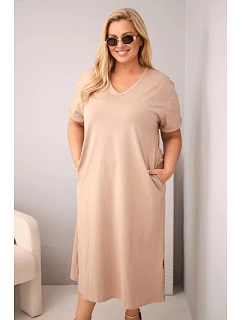 Dámske Plus veľkosť bavlnené V-neck Fango šaty