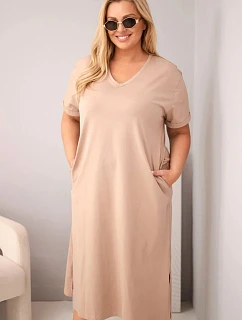 Dámske Plus veľkosť bavlnené V-neck Fango šaty