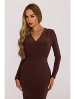 Šaty s řasením a  hnědé model 21479362 - Moe