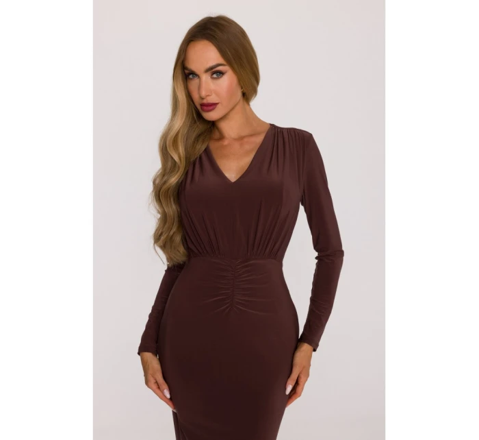 Šaty s řasením a  hnědé model 21479362 - Moe