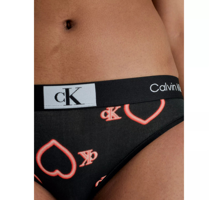 Dámske nohavičky 000QF7480E H1R Black so srdiečkami - Calvin Klein