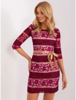 Dámske šaty LK SK 507231.71P Vínová s béžovou - Lakerta