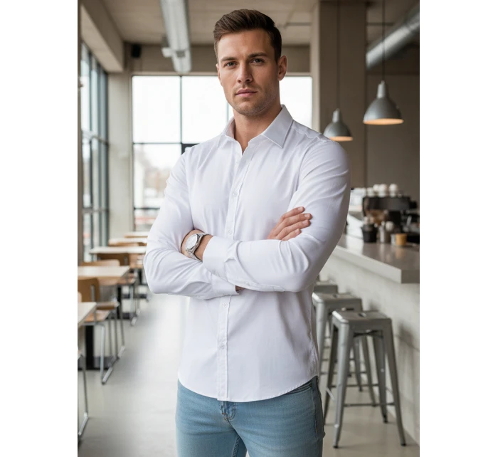 Pánská hladká bílá košile FIT Dstreet model 21972066 - FashionStreet