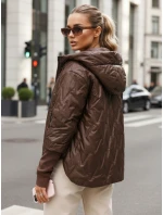 Dámska prechodná prešívaná bunda s kapucňou hnedá FashionStreet TY5613