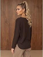 Dámska bavlnená blúzka oversize s príveskom, čokoládová, FashionStreet RY2942 Dámska bavlnená blúzka oversize s príveskom, čokoládová, FashionStreet RY2942