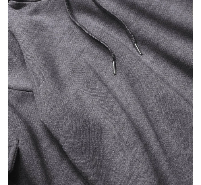 Krátká šedá dámská tepláková mikina se stahovacími lemy model 17202555 - J.STYLE Krátká šedá dámská tepláková mikina se stahovacími lemy model 17202555 - J.STYLE