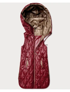 Dámska ľahká vesta so zlatým zipsom Goodlookin tmavo červená (B8586/B8587-27)