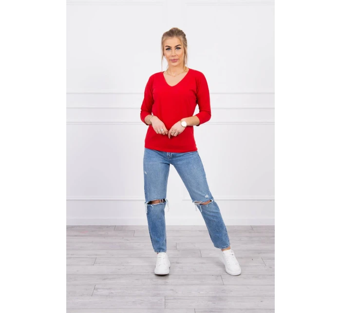 Blúzka s výstrihom do V červená