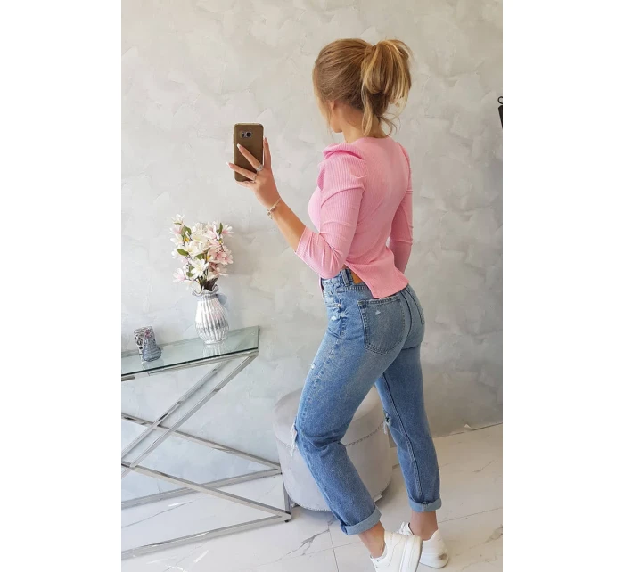 Blúzka s buffovými rukávmi svetlo ružová Blúzka s buffovými rukávmi svetlo ružová