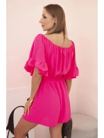 Dámsky bavlnený overal bez rukávov so zaväzovaním v páse ecru