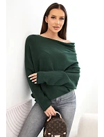 Dámský asymetrický model 22286883 svetr z viskózy modrý - K-Fashion