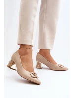 Eleganckie Czółenka Z Ozdobą Laura Messi 2740 Beżowe