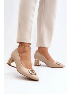 Eleganckie Czółenka Z Ozdobą Laura Messi 2740 Beżowe
