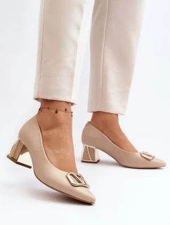 Eleganckie Czółenka Z Ozdobą Laura Messi 2740 Beżowe