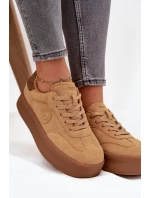 Sneakersy Damskie Na Platformie Big Star SS274762 Camel