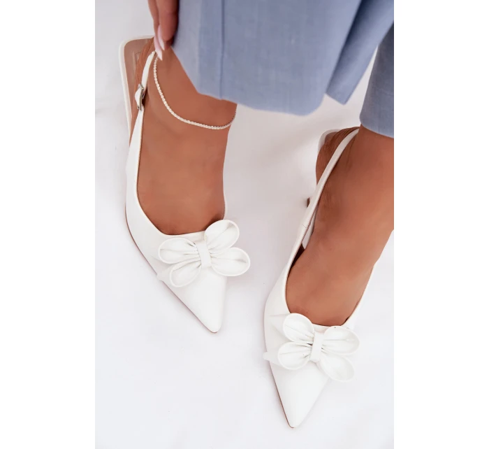 Dámské sandály na podpatku s mašlí bílé Jonera