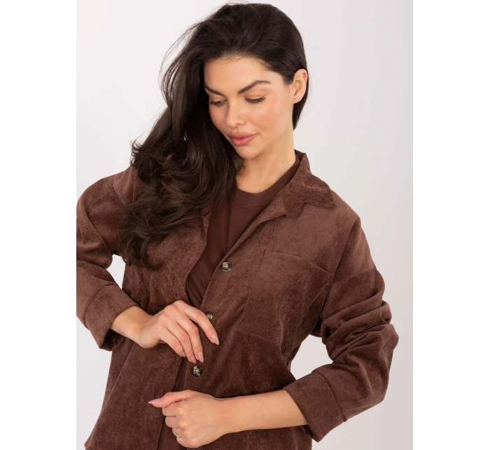 Košeľa D50061J11078A3 tmavohnedá