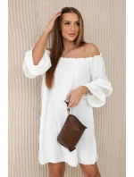Španělské šaty s volánky model 21129984 ecru - Kesi Španělské šaty s volánky model 21129984 ecru - Kesi