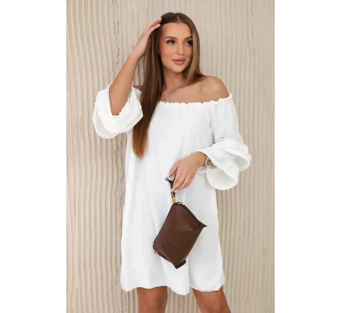 Španělské šaty s volánky model 21129984 ecru - Kesi Španělské šaty s volánky model 21129984 ecru - Kesi