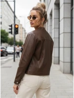 Hnedá dámska kožená bunda FashionStreet TY5540