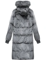 Šedá dámská manšestrová zimní bunda s kapucí model 21773179 - Libland