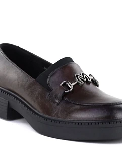 Dámske kožené mokasíny na hrubej podrážke bordovej farby Vinceza 39985