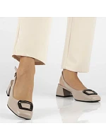 Béžové kožené lodičky s páskem Filippo model 22116831 - Rieker