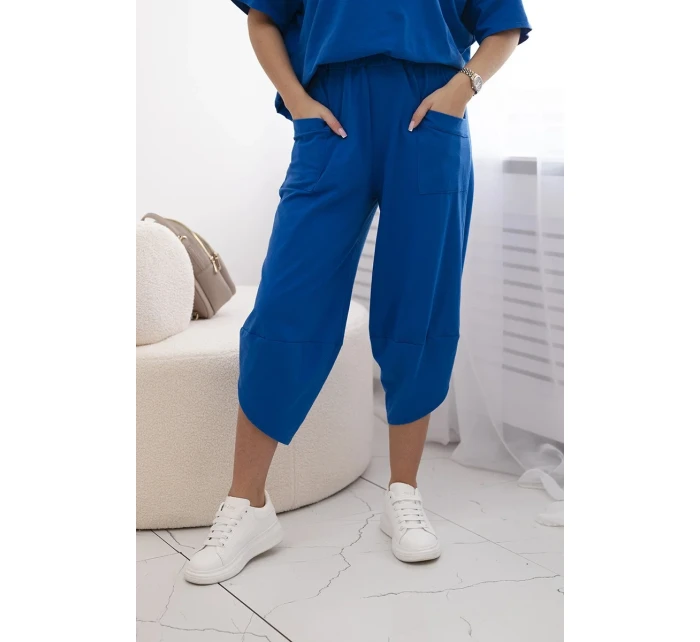 Súprava bavlnená blúzka + nohavice chrpová modrá