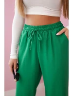 Viskózové kalhoty se širokými nohavicemi světle zelená