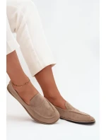 Mokasyny Damskie Z Eko Zamszu Płaskie Beżowe Miryelle