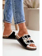 Dámske papuče s prackami a kožušinou Black Ezilena