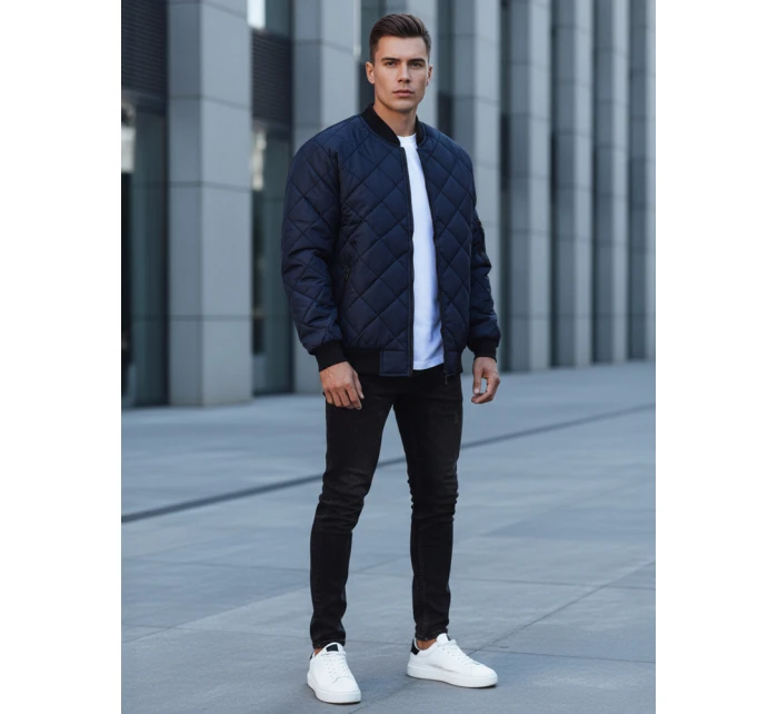 Pánska prešívaná bunda bomber tmavomodrá TX2217