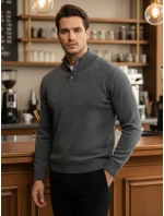 Pánský svetr se stojáčkem světle šedý Dstreet model 21995596 - FashionStreet