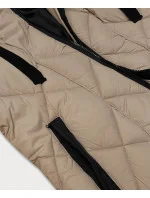 Béžová dámska prechodná bunda s kapucňou Libland (LD-7735)