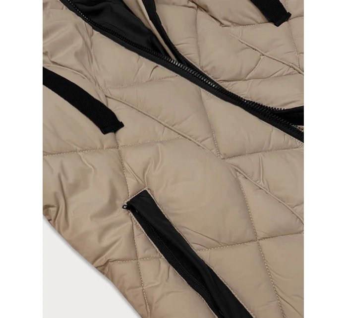 Béžová dámska prechodná bunda s kapucňou Libland (LD-7735)