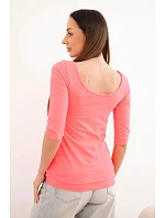 Halenka s kulatým výstřihem neonově růžová Halenka s kulatým výstřihem neonově růžová