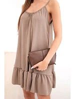 Dámské viskózové šaty na ramínkách s volánem a vázáním fango