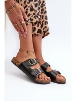 Klapki Damskie Z Klamrami Czarne Fronila Klapki Damskie Z Klamrami Czarne Fronila