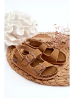 Sandałki Dziecięce Na Korkowej Platformie Zapinane Na Rzep Camel Rorria