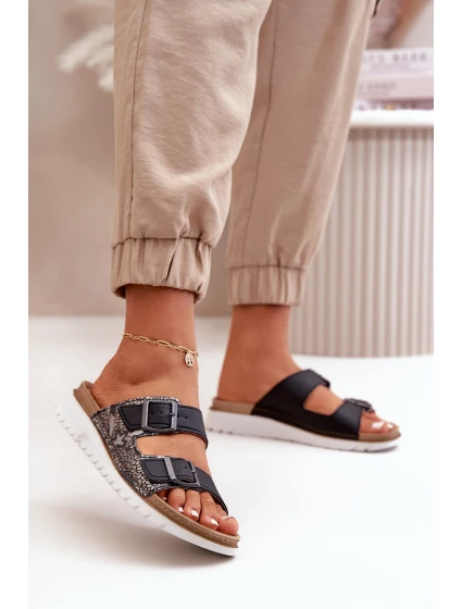 Dámské Pohodlné Pantofle S Přezkami Černé model 21667965 - Inblu