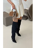 Dámské nazouvací kozačky na podpatku Černé model 22303593 - Boto