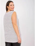 šedý bavlněný pruhovaný plus size top model 19576770 - Factory Price