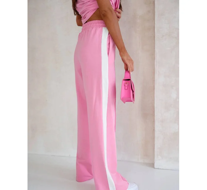 Ružová dámska športová súprava s kontrastnými vložkami (VE99)